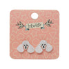 Poodle Ripple Stud Earrings - White