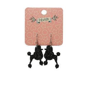 Erstwilder Paris Holiday Essentials Poodle Glitter Hook Drop Earrings - Black PH1EE08