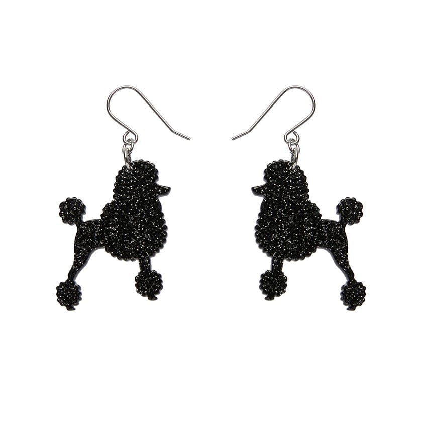 Erstwilder Paris Holiday Essentials Poodle Glitter Hook Drop Earrings - Black PH1EE08