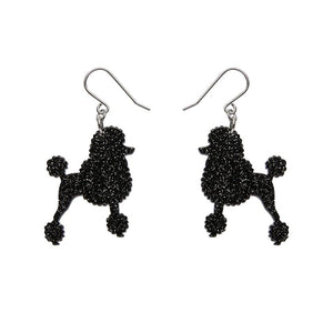 Erstwilder Paris Holiday Essentials Poodle Glitter Hook Drop Earrings - Black PH1EE08