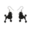 Poodle Glitter Hook Drop Earrings - Black