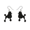 Poodle Glitter Hook Drop Earrings - Black