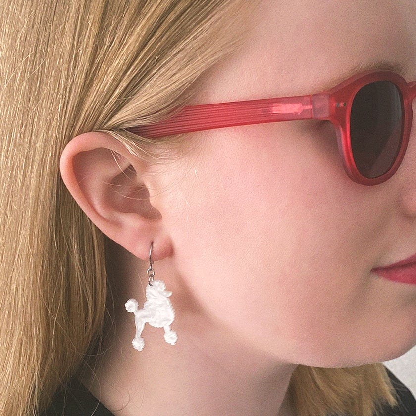 Erstwilder Paris Holiday Essentials Poodle Ripple Hook Drop Earrings - White PH1EE09