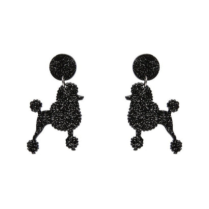Erstwilder Paris Holiday Essentials Poodle Glitter Post Drop Earrings - Black PH1EE11