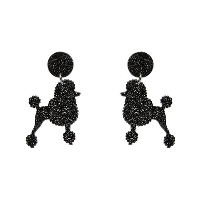 Erstwilder Paris Holiday Essentials Poodle Glitter Post Drop Earrings - Black PH1EE11