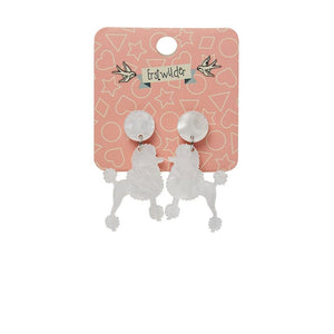 Erstwilder Paris Holiday Essentials Poodle Ripple Post Drop Earrings - White PH1EE12