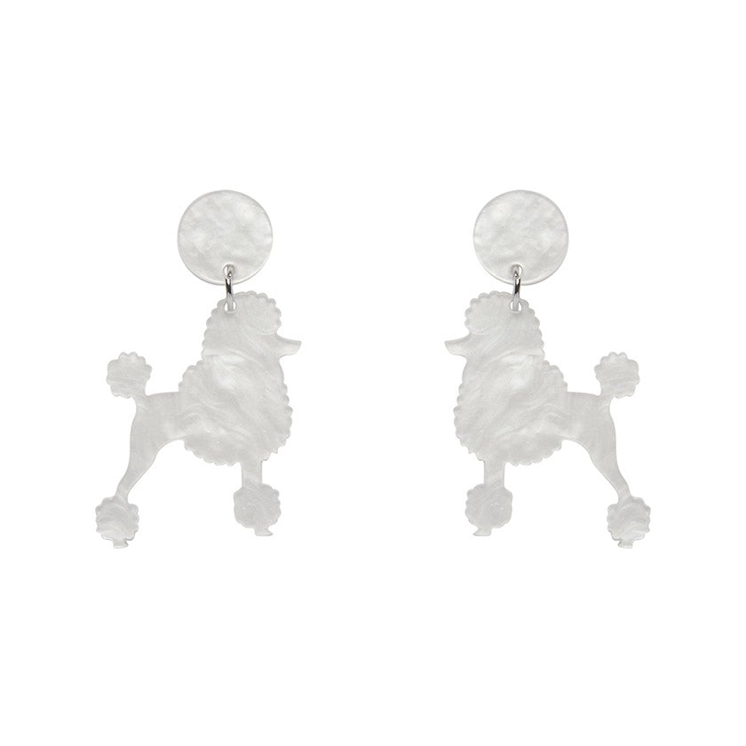 Erstwilder Paris Holiday Essentials Poodle Ripple Post Drop Earrings - White PH1EE12