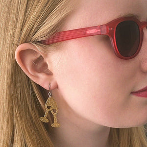 Erstwilder Paris Holiday Essentials Champagne Flute Glitter Drop Earrings - Gold PH1EE15
