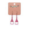 Champagne Glitter Drop Earrings - Pink