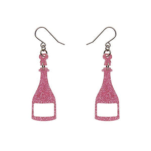 Erstwilder Paris Holiday Essentials Champagne Glitter Drop Earrings - Pink PH1EE17