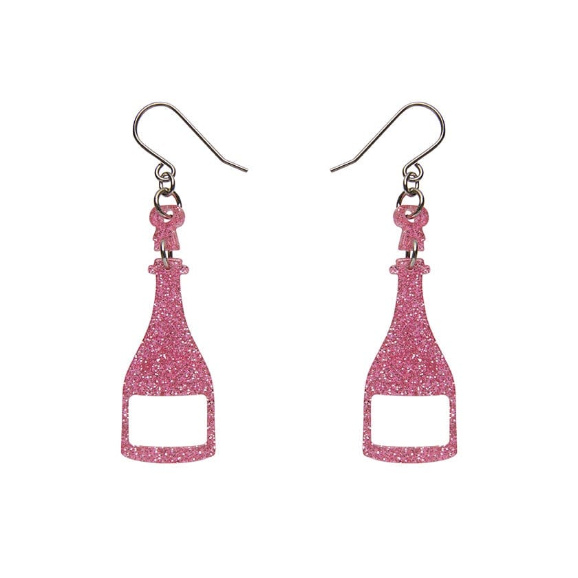 Erstwilder Paris Holiday Essentials Champagne Glitter Drop Earrings - Pink PH1EE17