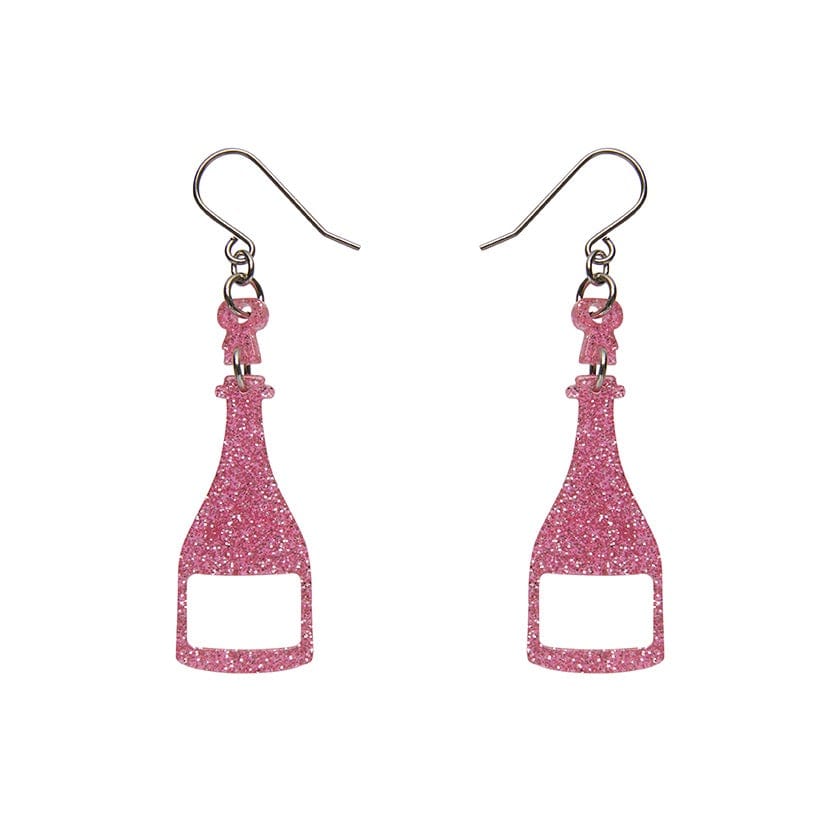 Erstwilder Paris Holiday Essentials Champagne Glitter Drop Earrings - Pink PH1EE17