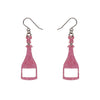 Champagne Glitter Drop Earrings - Pink