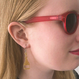 Erstwilder Paris Holiday Essentials Champagne Glitter Drop Earrings - Gold PH1EE18