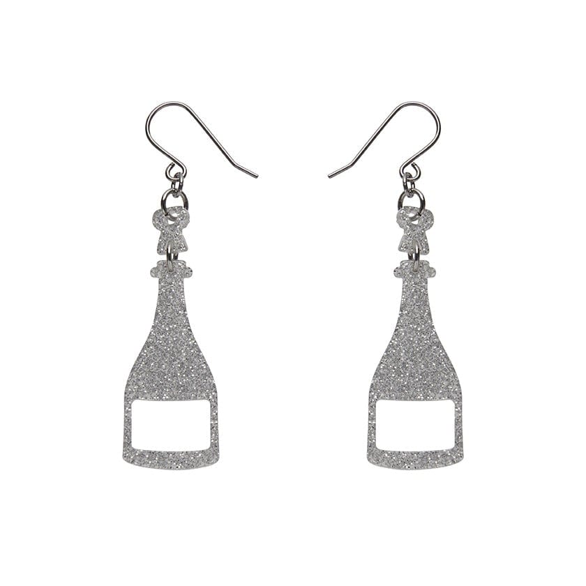 Erstwilder Paris Holiday Essentials Champagne Glitter Drop Earrings - Silver PH1EE19