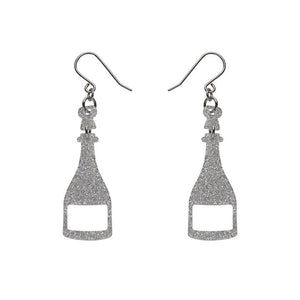 Erstwilder Paris Holiday Essentials Champagne Glitter Drop Earrings - Silver PH1EE19