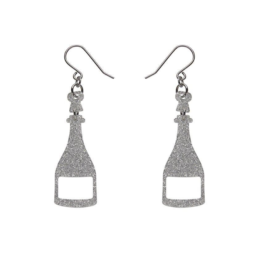 Erstwilder Paris Holiday Essentials Champagne Glitter Drop Earrings - Silver PH1EE19