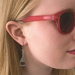 Erstwilder Paris Holiday Essentials Champagne Glitter Drop Earrings - Silver PH1EE19