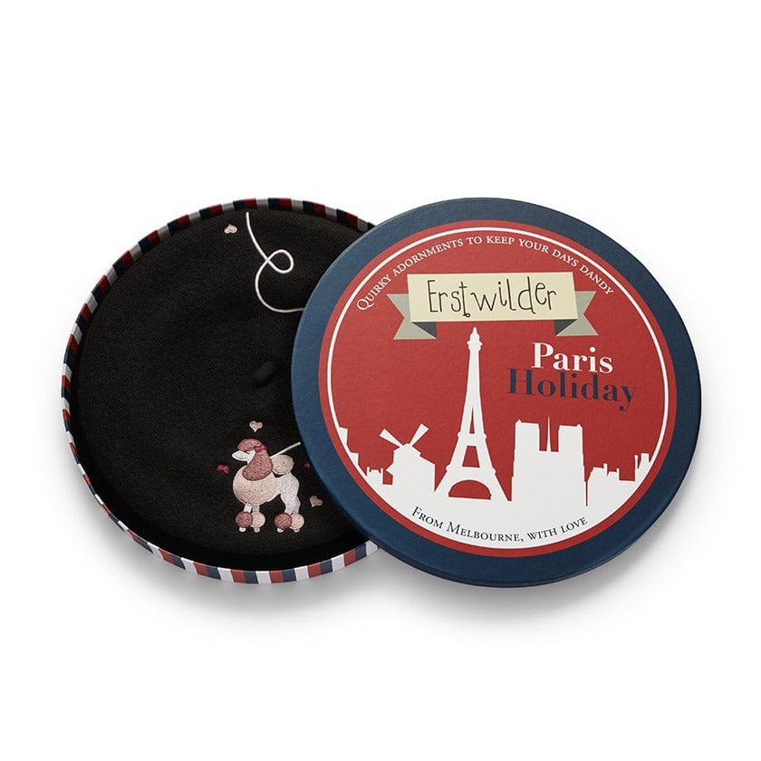 Erstwilder Paris Holiday Madame Caniche Poodle Beret - Black PH1H03