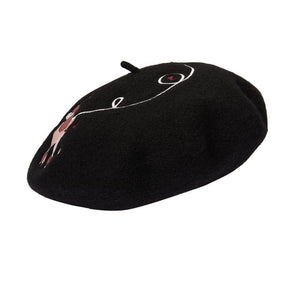 Erstwilder Paris Holiday Madame Caniche Poodle Beret - Black PH1H03