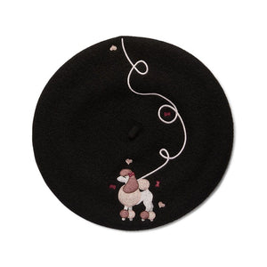 Erstwilder Paris Holiday Madame Caniche Poodle Beret - Black PH1H03