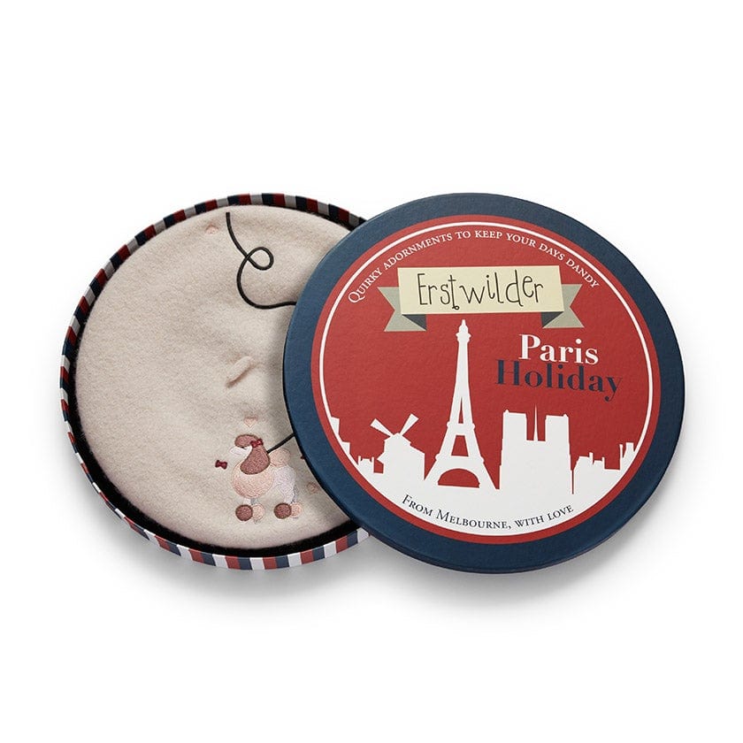 Erstwilder Paris Holiday Madame Caniche Poodle Beret - Cream PH1H04