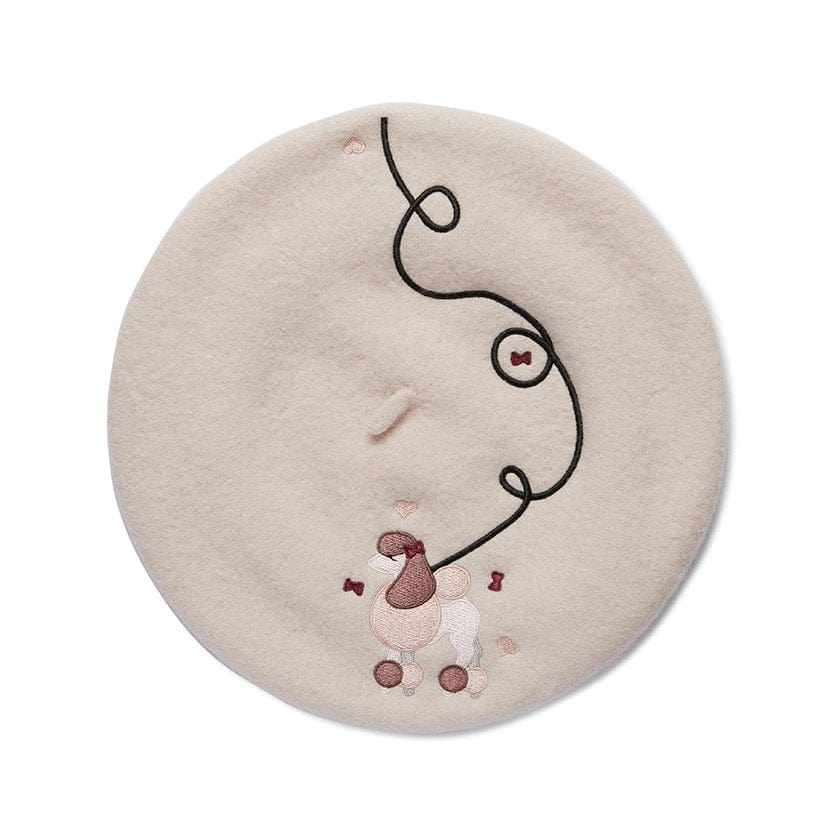 Erstwilder Paris Holiday Madame Caniche Poodle Beret - Cream PH1H04