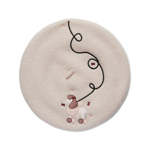 Erstwilder Paris Holiday Madame Caniche Poodle Beret - Cream PH1H04