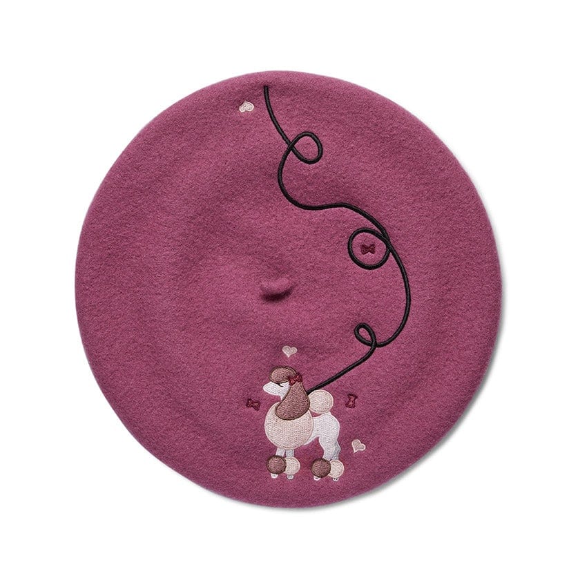 Erstwilder Paris Holiday Madame Caniche Poodle Beret - Pink PH1H05
