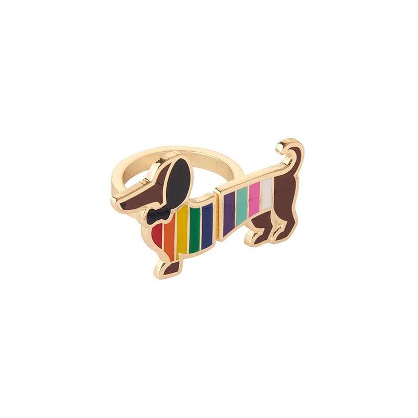 Spiffy the Supportive Dog Enamel Ring  -  Erstwilder  -  Quirky Resin and Enamel Accessories