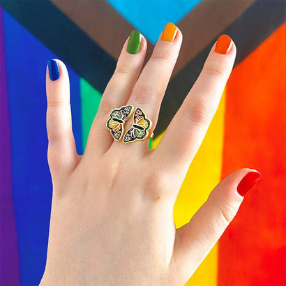 Prince of Pride Butterfly Enamel Ring  -  Erstwilder  -  Quirky Resin and Enamel Accessories