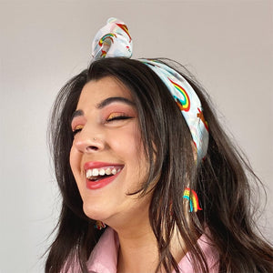 Erstwilder Rainbow Ruff Head Scarf White AH1SH03