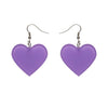 Solid Heart Bubble Resin Drop Earrings - Lavender
