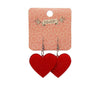 Solid Heart Glitter Resin Drop Earrings - Red