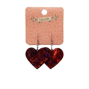 Erstwilder Essentials Solid Heart Lava Resin Drop Earrings - Red EE1026-L1000