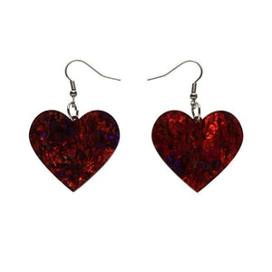 Erstwilder Essentials Solid Heart Lava Resin Drop Earrings - Red EE1026-L1000