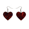 Solid Heart Lava Resin Drop Earrings - Red