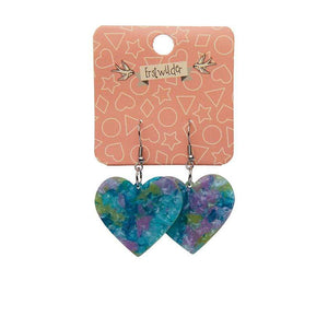 Erstwilder Essentials Solid Heart Mottled Resin Drop Earrings - Green EE1026-MO4000
