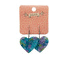 Solid Heart Mottled Resin Drop Earrings - Green