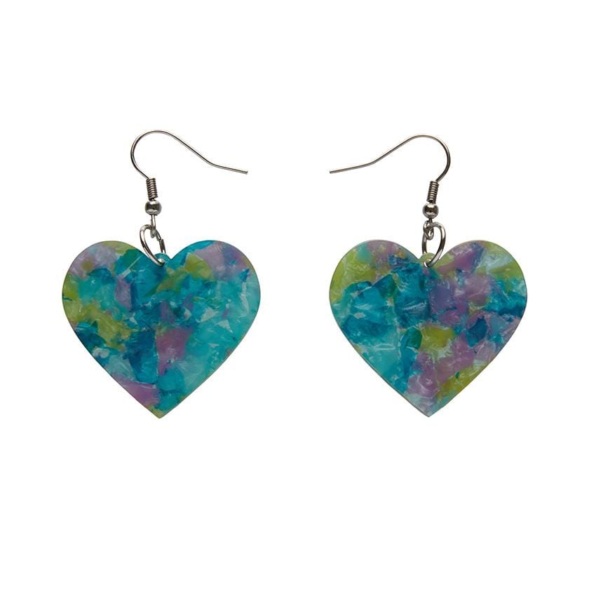 Erstwilder Essentials Solid Heart Mottled Resin Drop Earrings - Green EE1026-MO4000