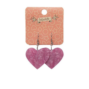 Erstwilder Essentials Solid Heart Ripple Resin Drop Earrings - Mauve EE1026-RI5300