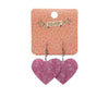 Solid Heart Ripple Resin Drop Earrings - Mauve
