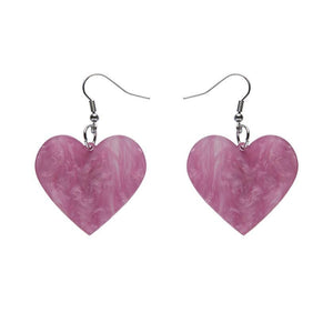 Erstwilder Essentials Solid Heart Ripple Resin Drop Earrings - Mauve EE1026-RI5300
