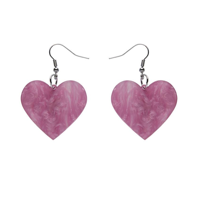 Erstwilder Essentials Solid Heart Ripple Resin Drop Earrings - Mauve EE1026-RI5300