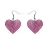 Solid Heart Ripple Resin Drop Earrings - Mauve