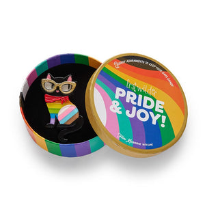 Erstwilder Pride & Joy Elissa the Rainbow Cat Brooch AD1BH09